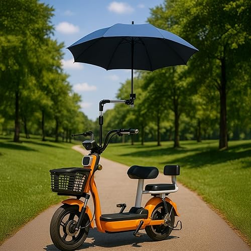 Miniatura 2 de Homaisson Soporte de paraguas de liberación rápida para bicicleta, tipo B, plegable negro, ajustable de 360 + 180, incluye llave, ideal para