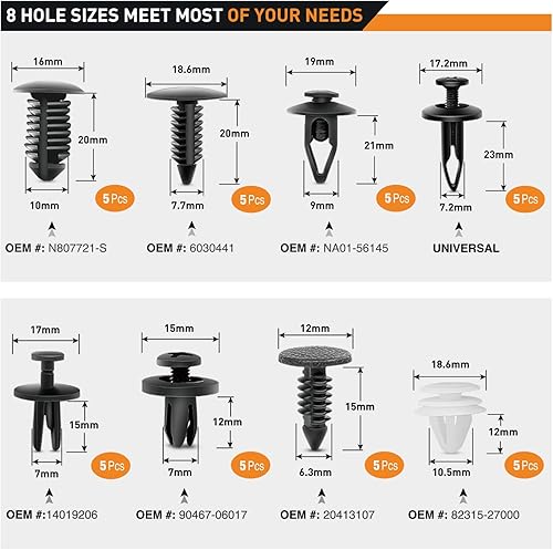 Miniatura 5 de GOOACC 88 piezas de herramienta para retiro de molduras, juego de clips de retención de parachoques automático, herramienta de extracción