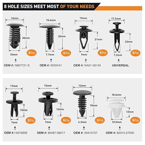 Vista 76 de GOOACC Surtido de 635 clips de retención de empuje para automóvil y sujetadores automáticos, 16 tamaños más populares, remaches de parachoques