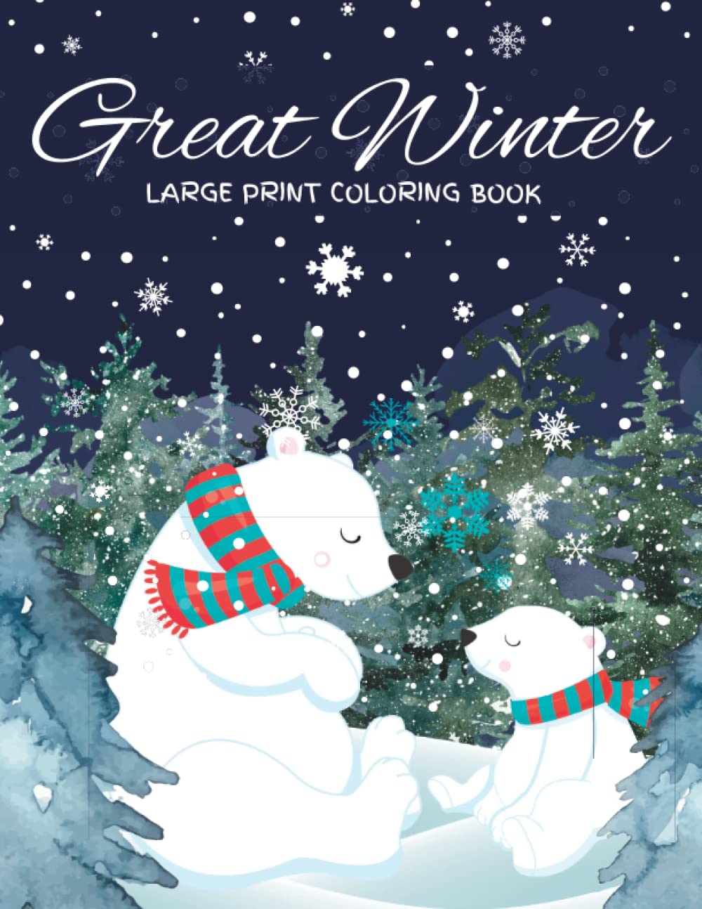 Winter Coloring Book Large Print: Winter Coloring Book For Adults ...