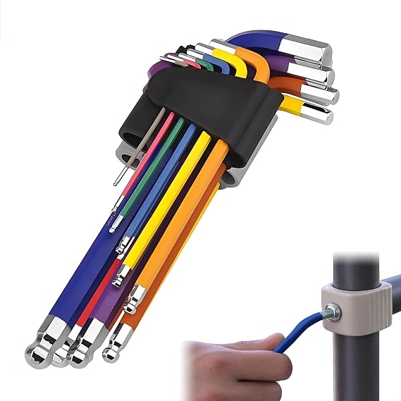 1 Set Allen Keys Sets 9PCS Hex Key Set Metric Hex Key Wrench Set 1.5-10mm Hexagon Spanner Set Long Ball End Hex Wrench Set for Furniture Assembly/Vehicle/Machine/Bicycle Repairs(Multicolour)