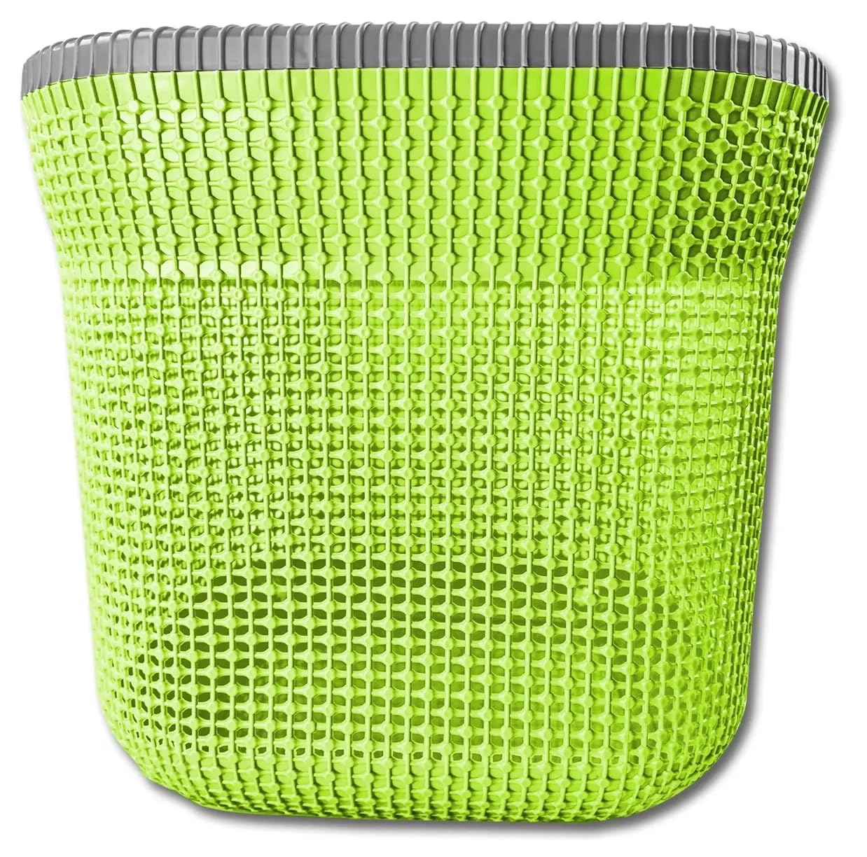 53L Plastic Rattan Laundry Basket Strong Washing Clothes Hamper Storage Knitted (Lime Green)