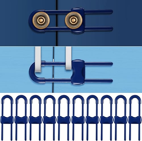 Miniatura 43 de Jetec 10 cerraduras de gabinete para bebés, cajones de prueba en forma de U, cerraduras de seguridad para niños, ajustables, fácil de usar, pestillo