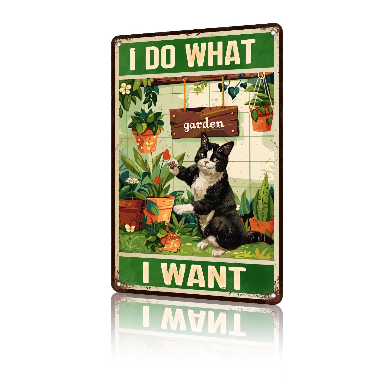 Anceky Tin Sign Vintage I Do What I Want Cat Metal Sign Wall Decor for Yard Farmhouse Outdoor Garden Fence 12×8 Inch