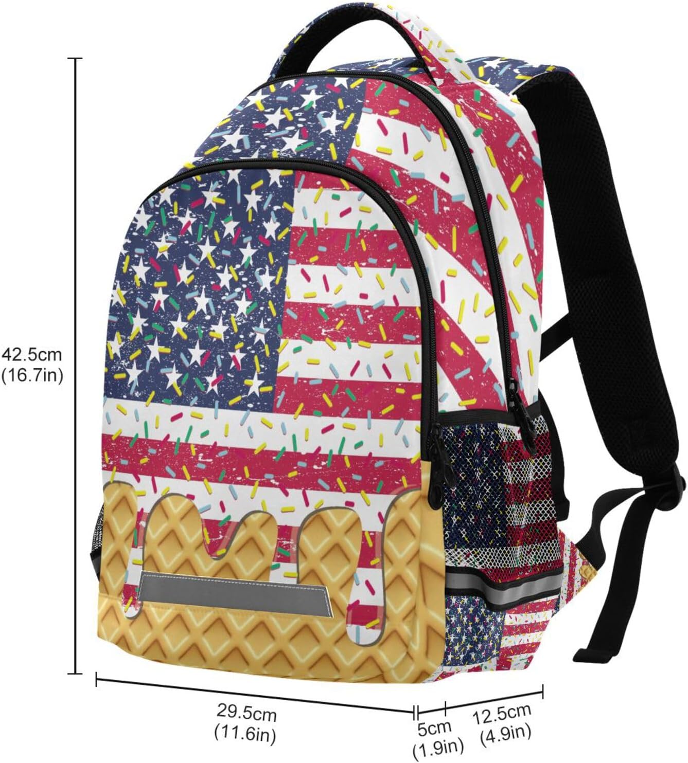 Travel Laptop Backpack Lightweight Business Computer Backpack Flag Ice Cream Drip College School Bookbags Daypack with Safety Reflective Strip for Men Women