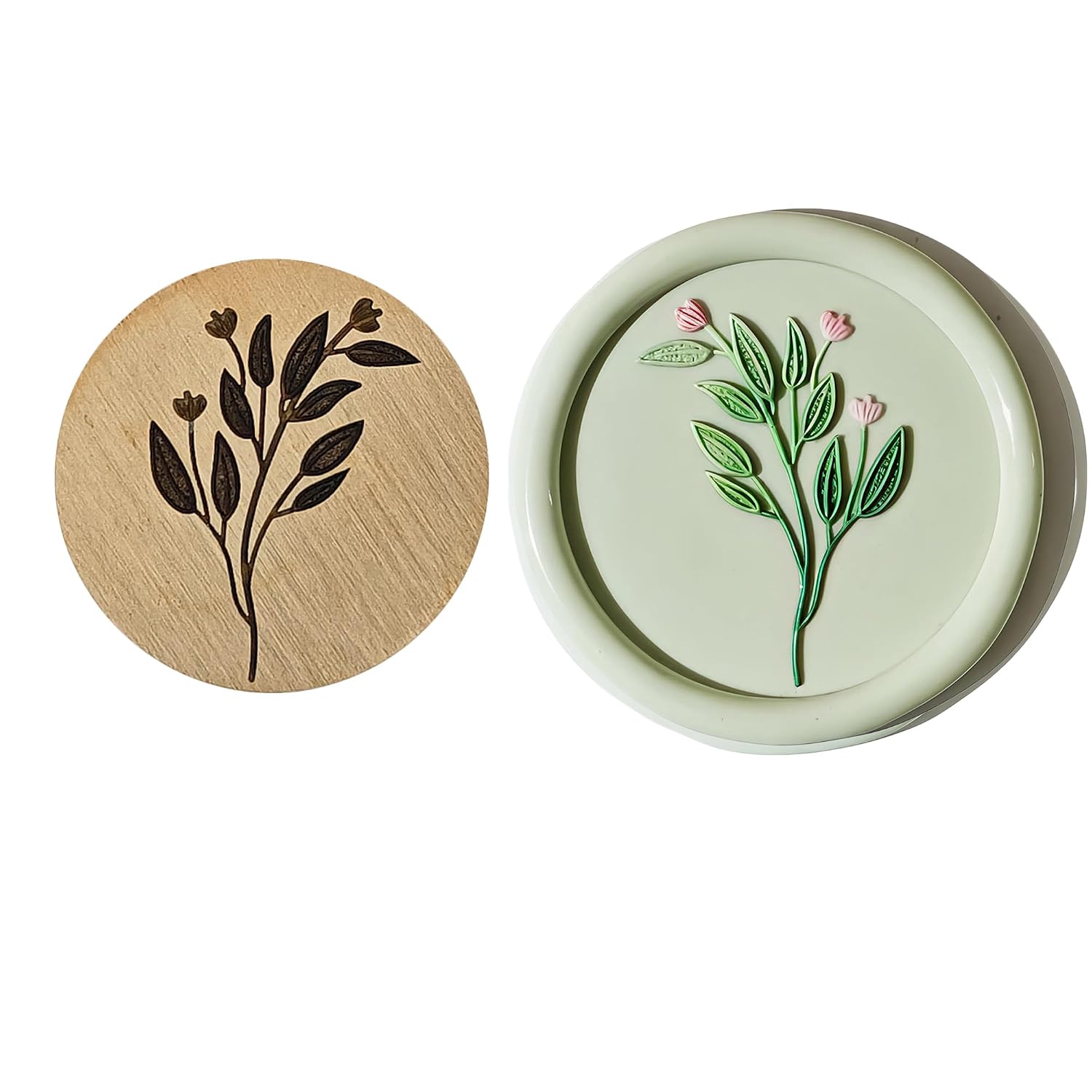 Botanical Wax Seal Stamp - Laser Etched Brass Head with Wooden Handle, Vintage Plant Design for Weddings, Invitations & DIY Crafts