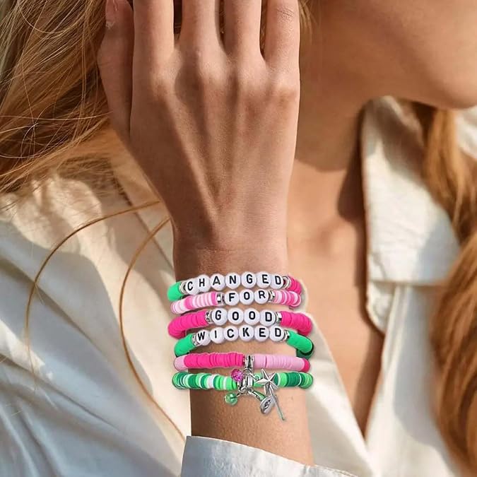 6pcs/set Colorful Friendship Bracelets, Personalized Multilayered Colorful Letter Bead Elastic Bracelets Hand Accessories