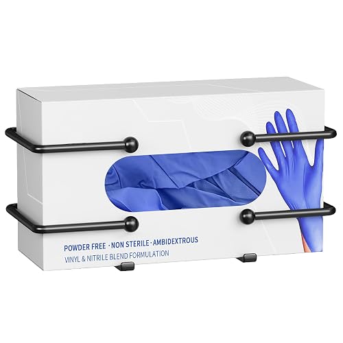 Glove Box Dispenser Wall Mount, Metal Tissue Holder, Black | Wall Mount Glove Holder Organizer for Disposable Glove Box & Tissue Box, For Lab, Kitchen, Bathroom, Garage