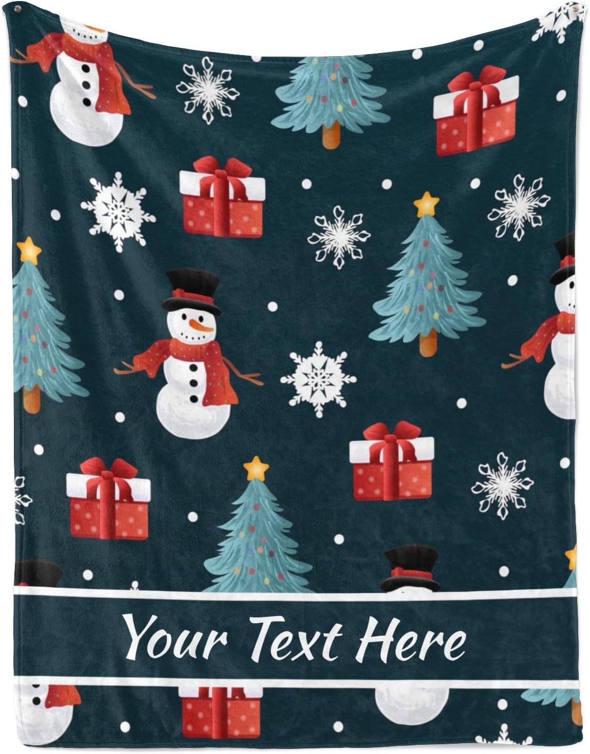 Christmas Snowman Throw Blanket, Customized Blanket with Name, Personalized Fleece Blanket for Couch Sofa, 40 x 50 Inches