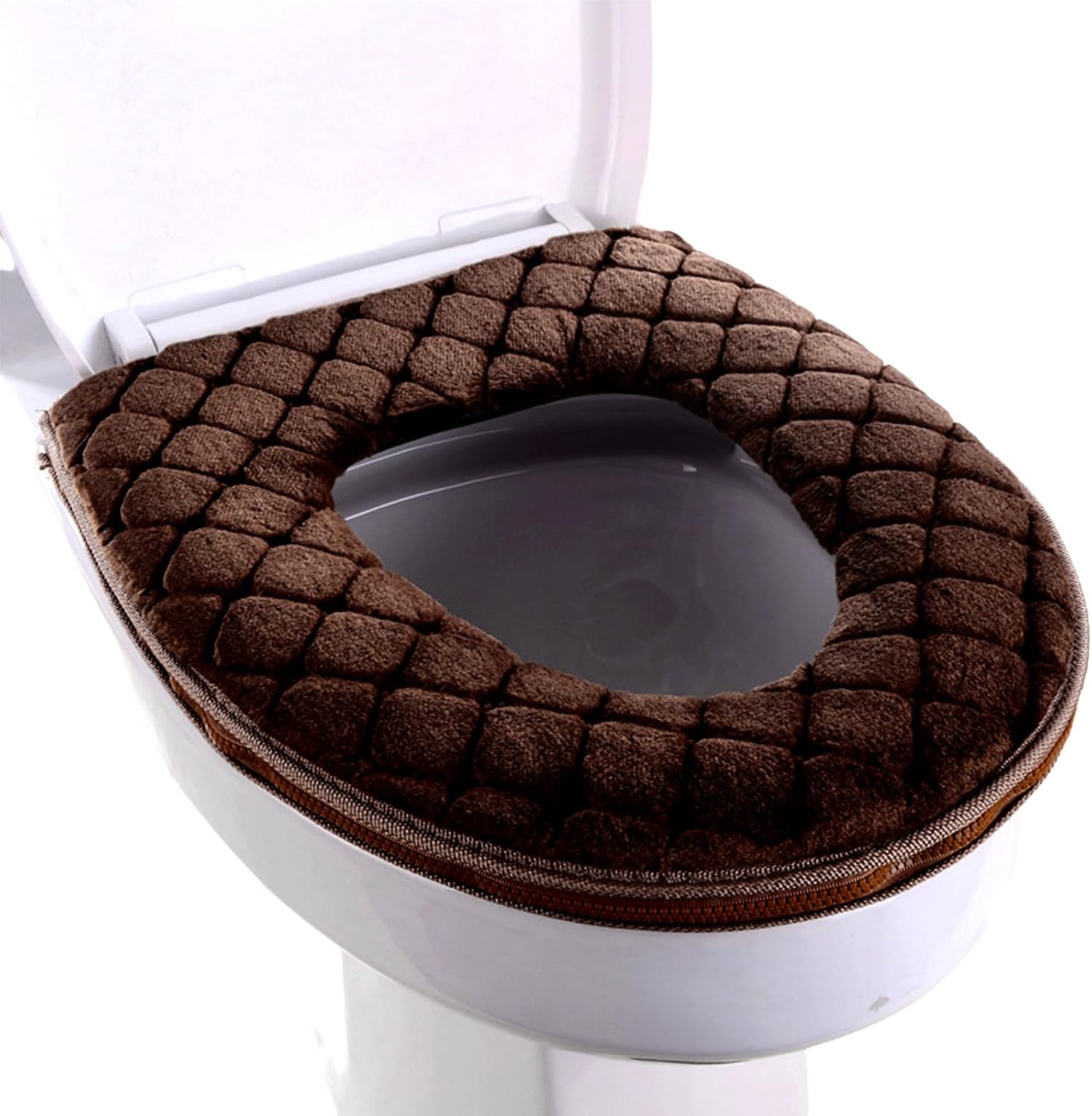 Soft Toilet Seat Cover, Washable Pads, Cushion Warmer with Zipper Cushioned Covers for Bathroom Pad with Zipper Warmer Washable Mat U Shaped