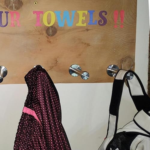 Miniatura 6 de KINJOEK 12 ganchos para toallas de baño de 4 pulgadas, ganchos resistentes para bata de montaje en pared, gancho de acero inoxidable cepillado,