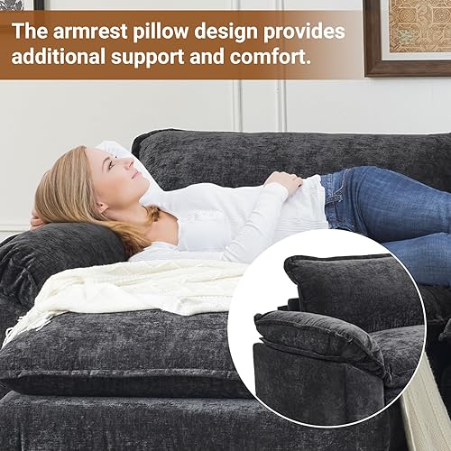 Miniatura 8 de VINGLI Sofá modular convertible de 87 pulgadas, sofá de asiento profundo en forma de L para sala de estar, moderno sofá biplaza de 2 asientos con