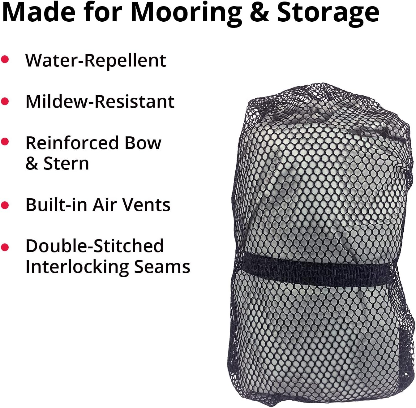 SeaSense: V-Hull Fishing Boat Cover — Accessories Include Heavy Duty Tie Downs, Storage Bag & Elastic Bow Strap — for Small Boats & Pontoons, Resists Mildew & Repels Water — 14’ - 16’,Gray