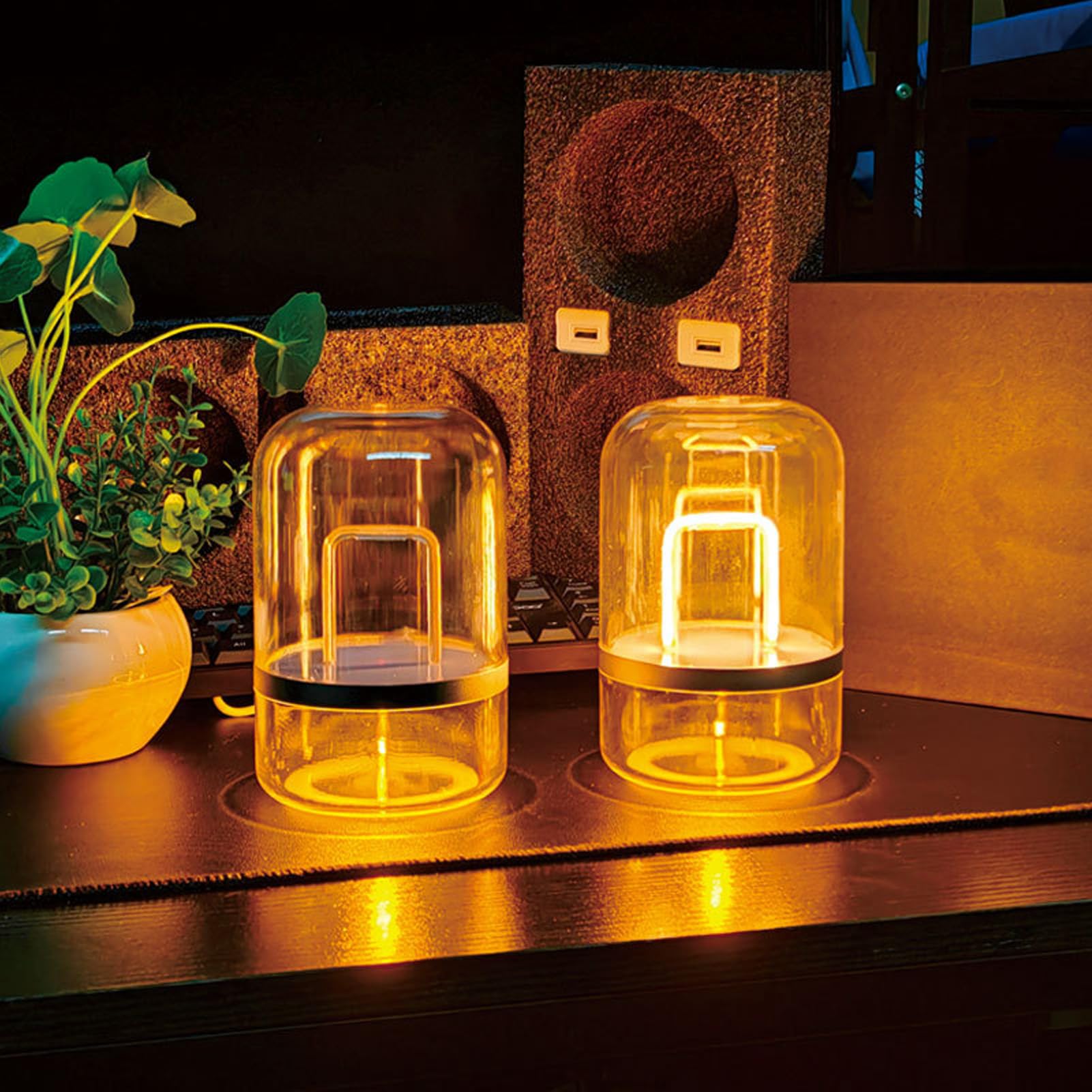 Langstrecken-Nachtlicht, Elegante Touch-Lampe, Fernerkundung für Paare, Heimdekoration, Transparent, Silberfarben, 2 Stück
