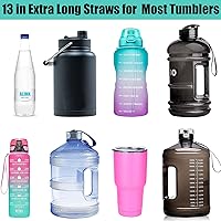Vista 4 de ALINK Pajitas reutilizables extralargas de 13 pulgadas, paquete de 12 popotes de plástico duro negro para Stanley Owala de 40 onzas, 1 galón, 64