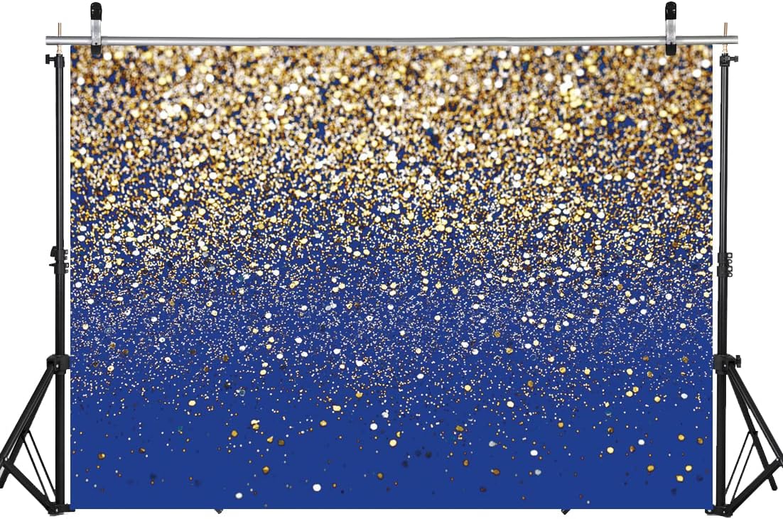 LYCGS 10x8ft Royal Blue Glitter Backdrop Birthday Gold Spots Bokeh Wedding Prom Graduation Photography Background X-77