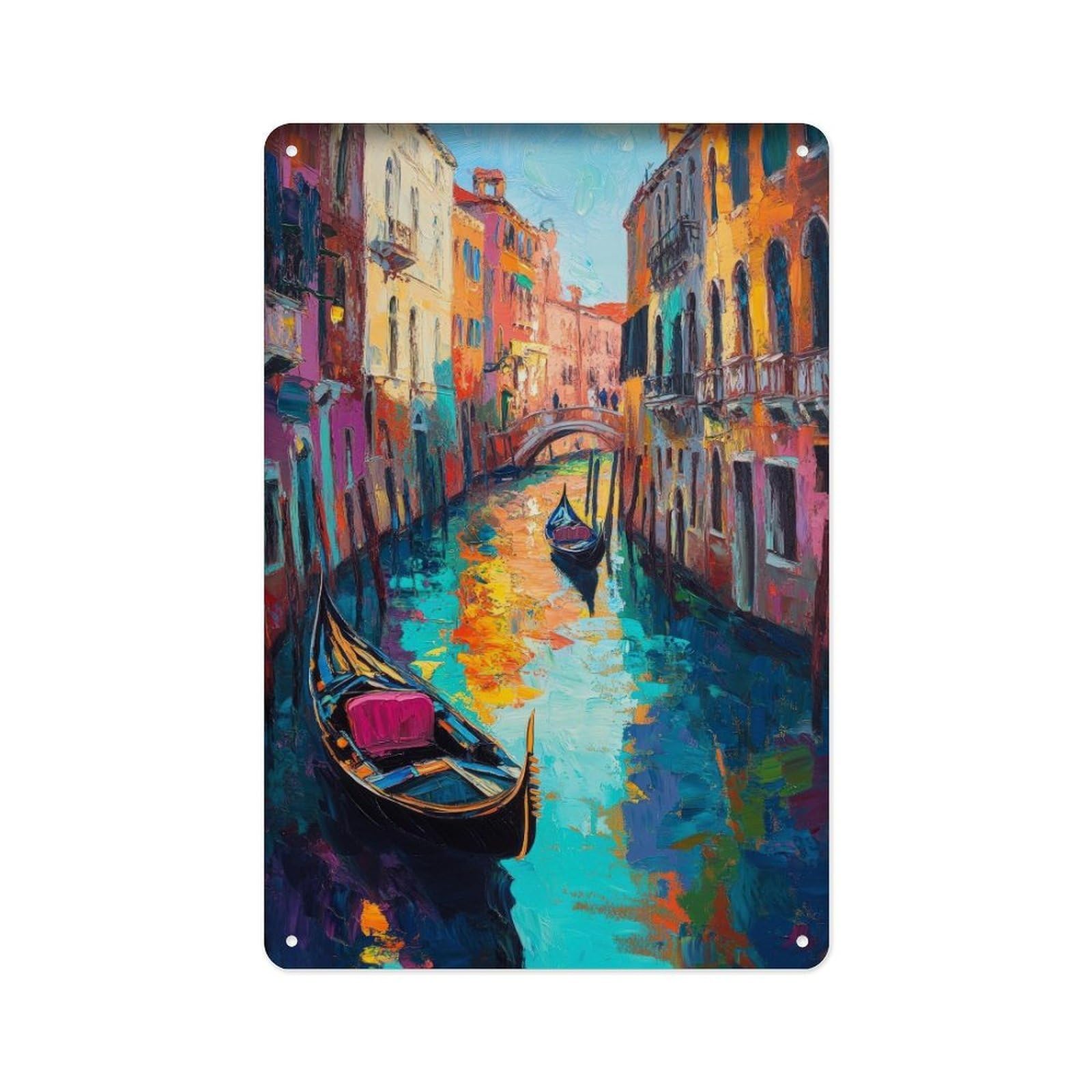 peiyeety Metal Tin Sign Abstract Venice Travel Poster Wall Decoration, Abstract Venice Scenery Home Decoration, Italian City Gift, Art Enthusiast, Modern 8 X 12 Inch
