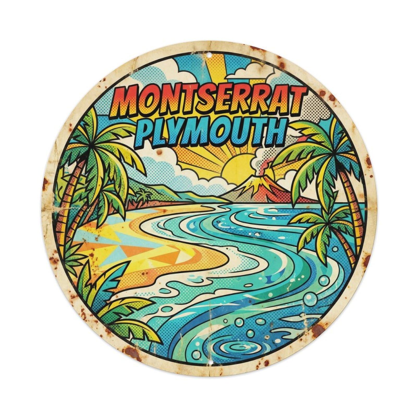 Montserrat Plymouth Beach Destination Bold Color Metal Tin Sign