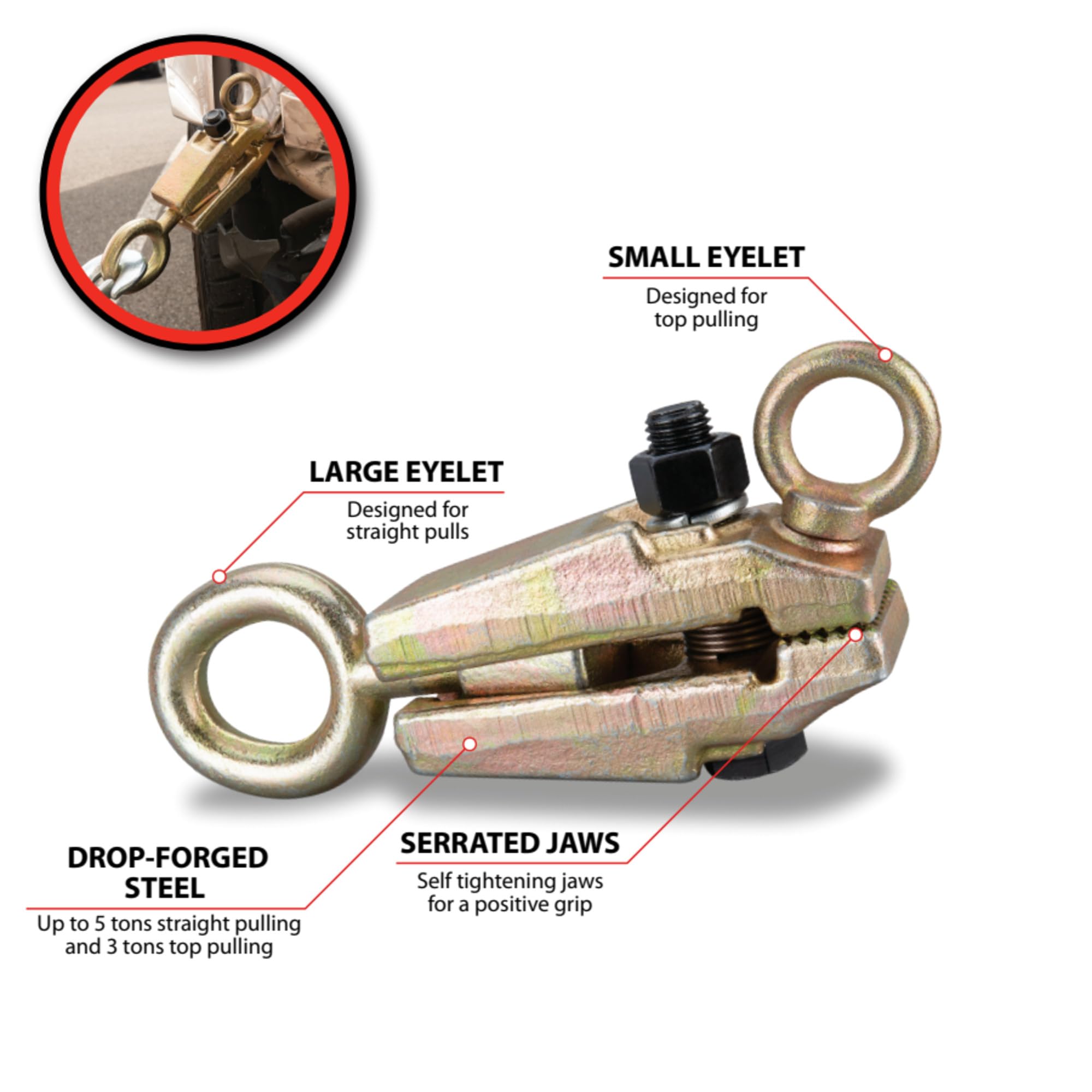 GIZMO Heavy Duty 5 Ton Auto Body Frame Repair Dent Puller Clamp, 2-Way Self-tightening Pull Clamp