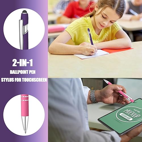 Miniatura 4 de 12 bolígrafos de tinta azul con punta de lápiz capacitivo, bolígrafo de metal de 0.039 pulgadas para pantallas táctiles, 2 en 1, regalo para amigos,