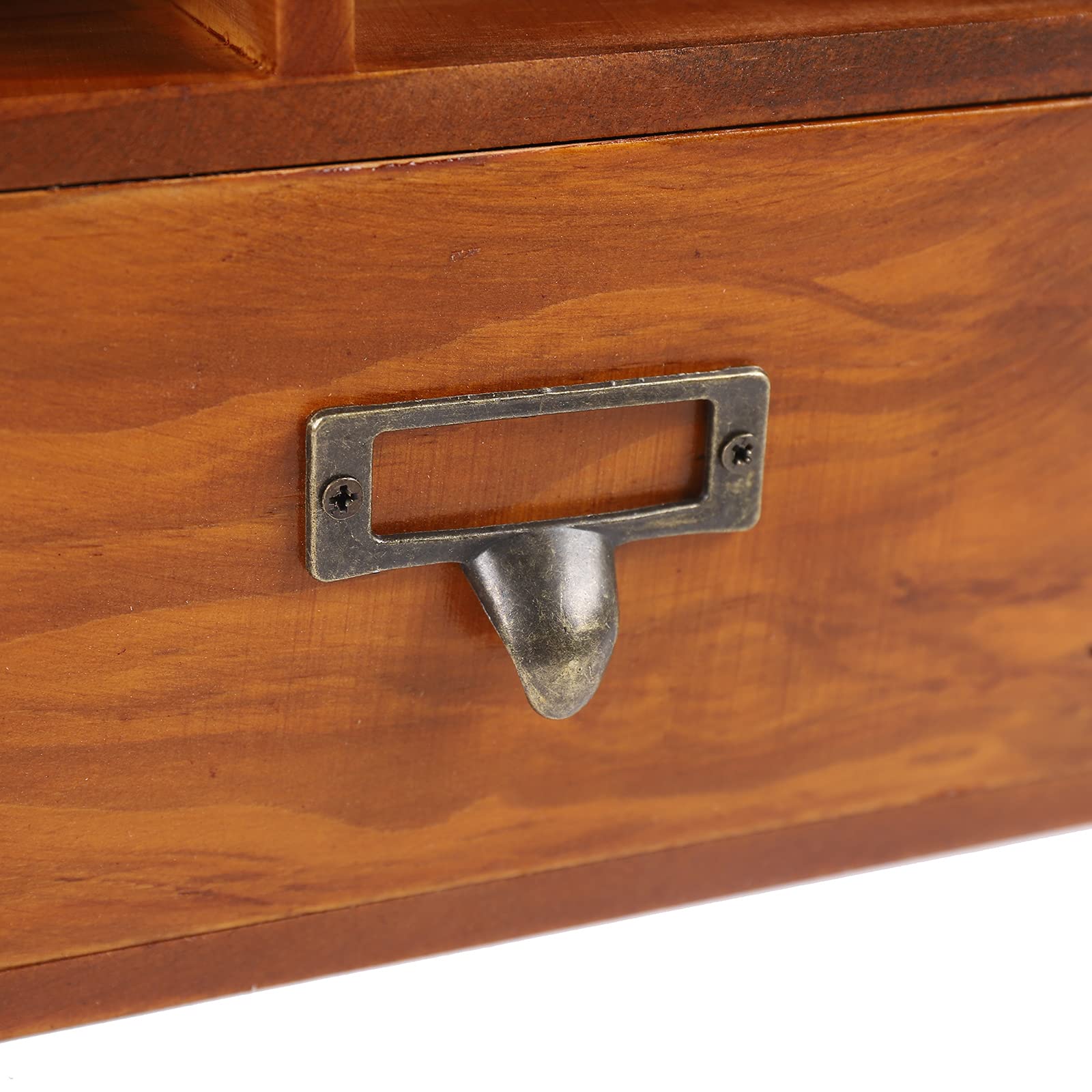 Vetrina in legno con 9 scomparti e 2 cassetti, stile vintage, montaggio a parete o autoportante, ideale per oggetti da collezione e piccoli oggetti