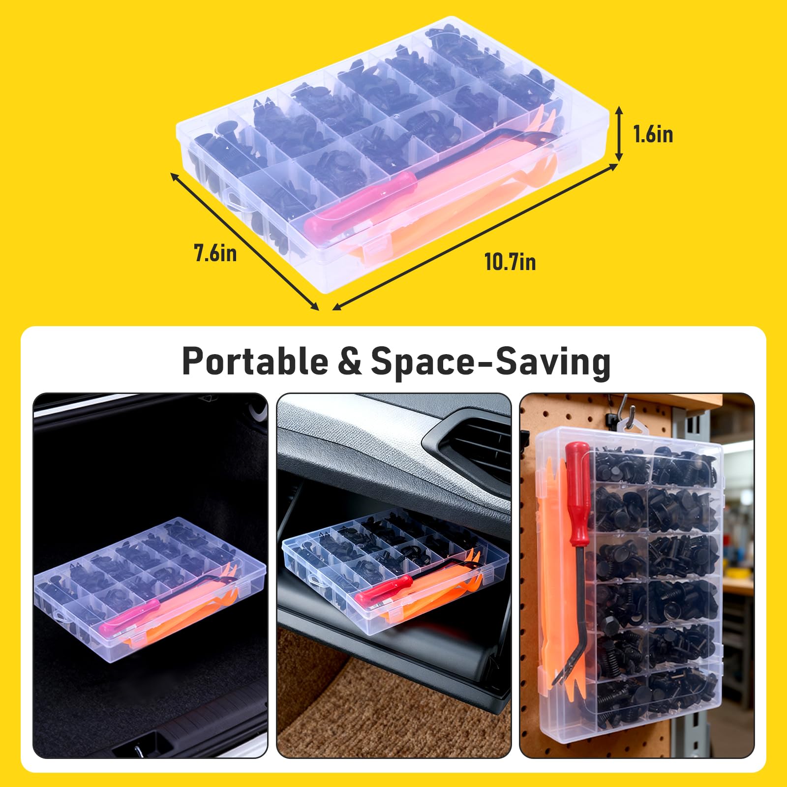 2 Sets 260PCS Car Bumper Retainer Clips Kit Auto Plastic Rivets Push Fasteners
