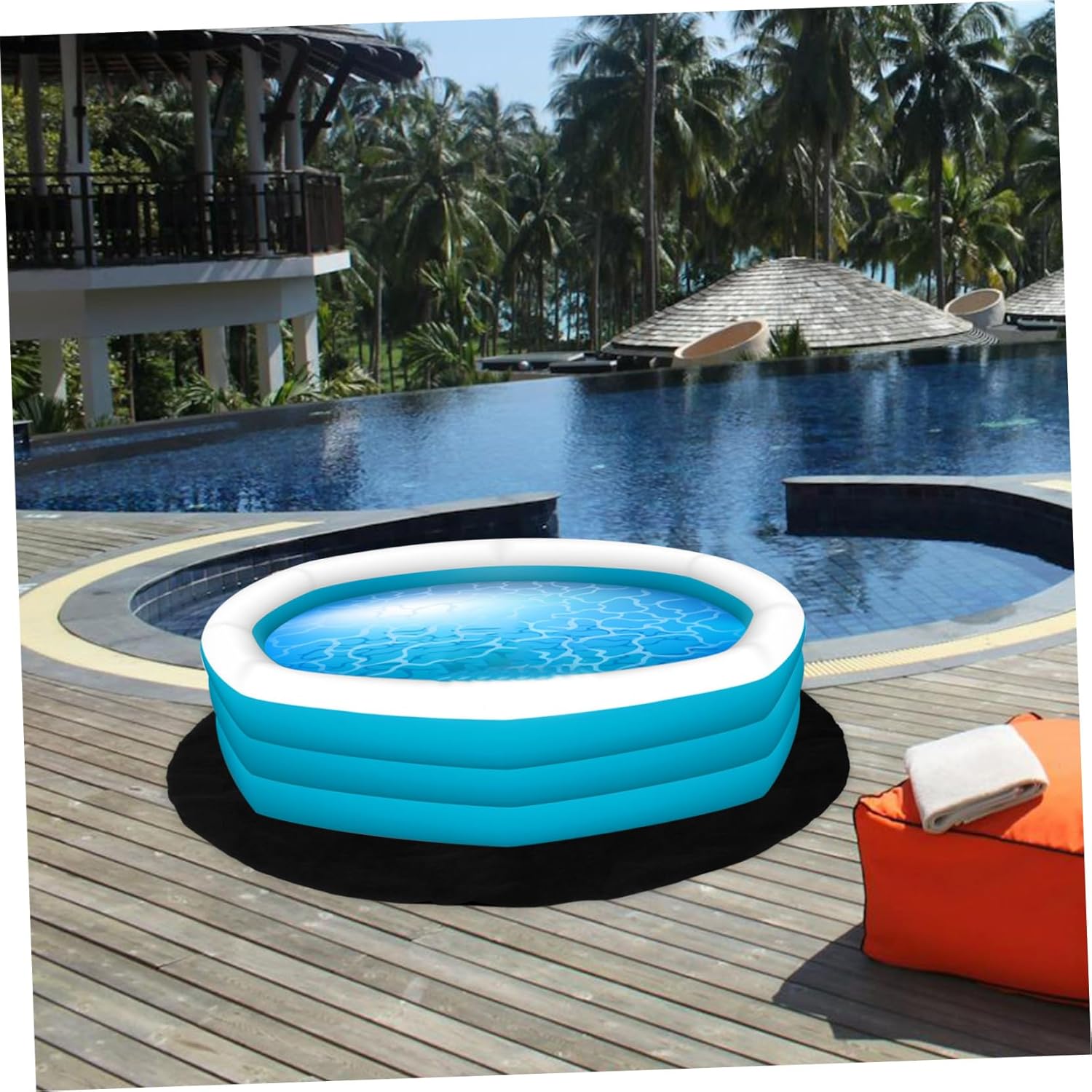 Hot Tub Non- Mat Round Grey Rug for Stability and Comfort Thick Water-Resistant Bottom for Hot Tubs and Pools