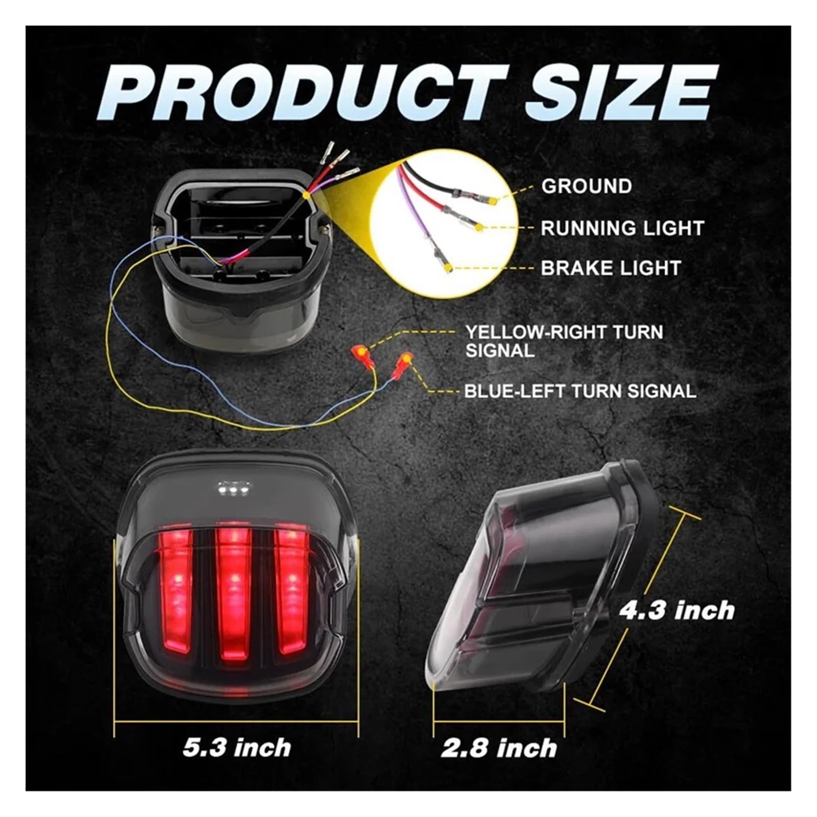 Indicateur Lumineux Moto Feu Arrière De Frein LED pour Motos, Clignotant Arrière pour Sportster pour Dyna pour Fatboy pour Softail pour Touring Glide King