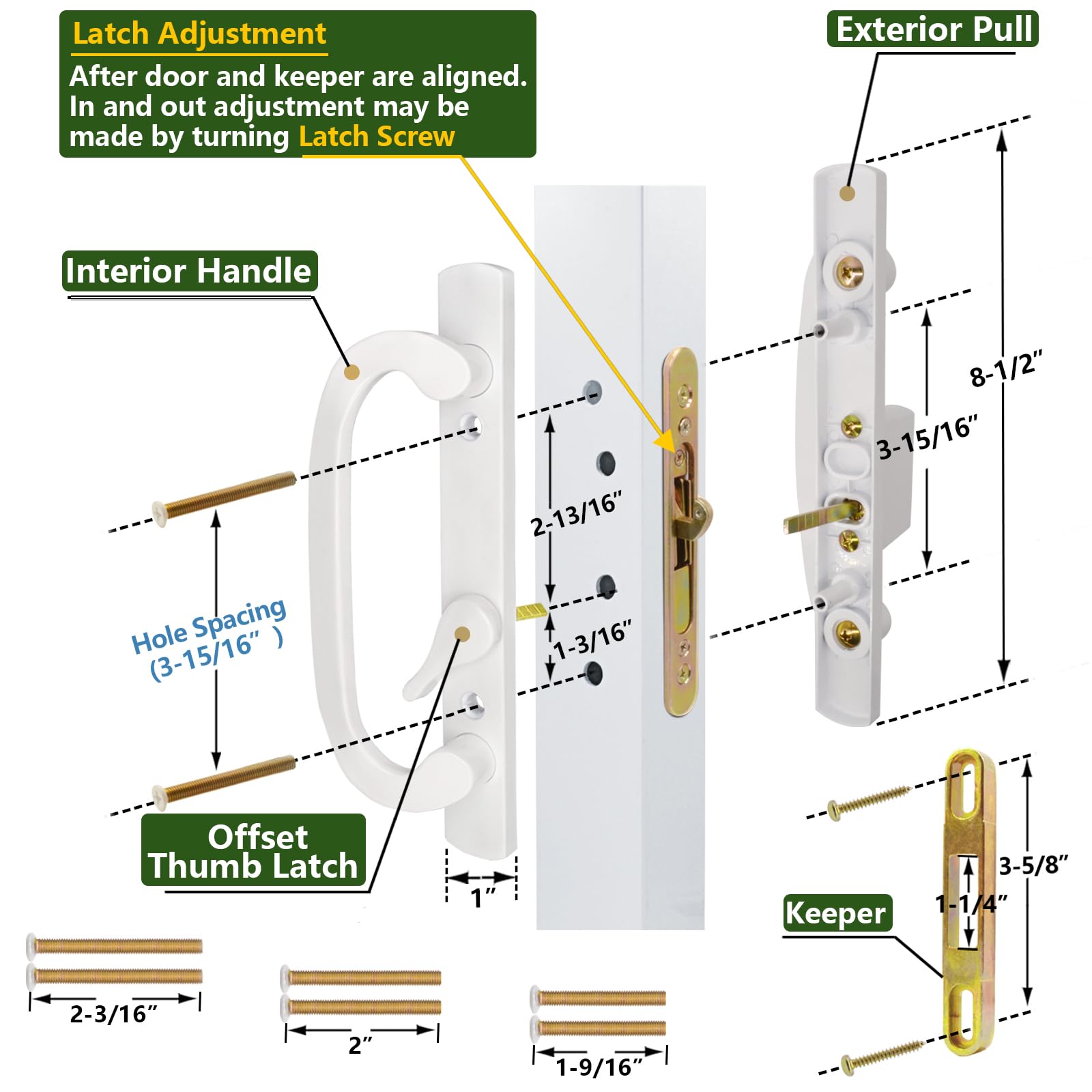 Hardware Para Manijas De Puertas Y Bisagras Aislado Sobre Fondo Blanco Imagen De Archivo