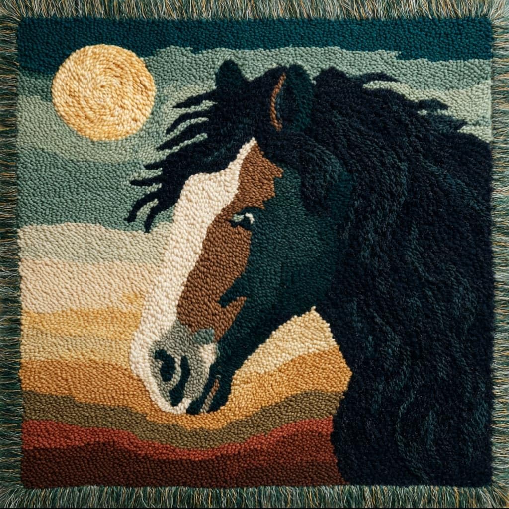 kitphoenix Latch Hook Kit Pillow Case Horse 43Cmx43Cm