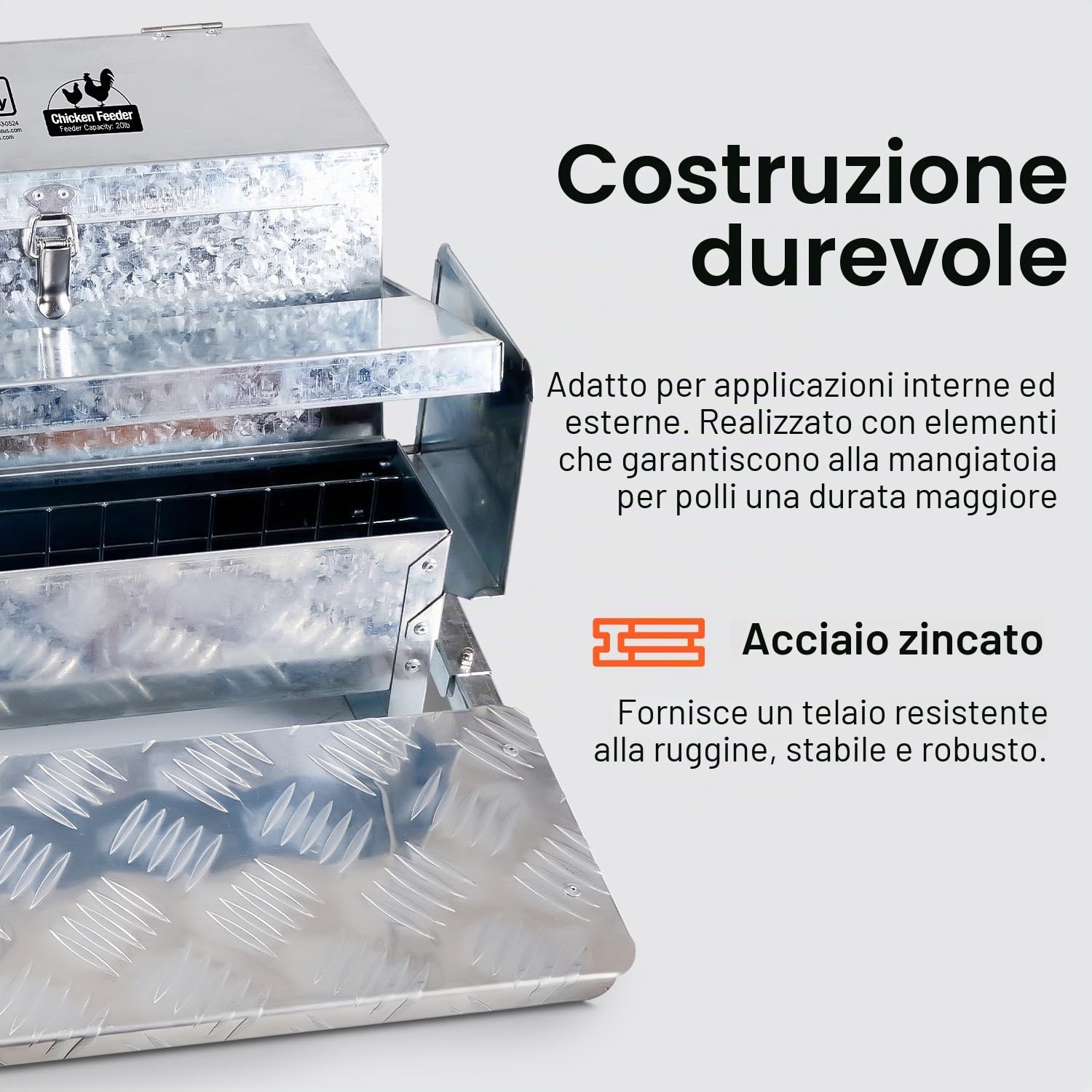 SuperHandy Mangiatoia per polli Mangiatoia per polli automatica con capacità di 9 kg Mangime 6-12 pollame/pollame Fino a 10 giorni Mantieni asciutto
