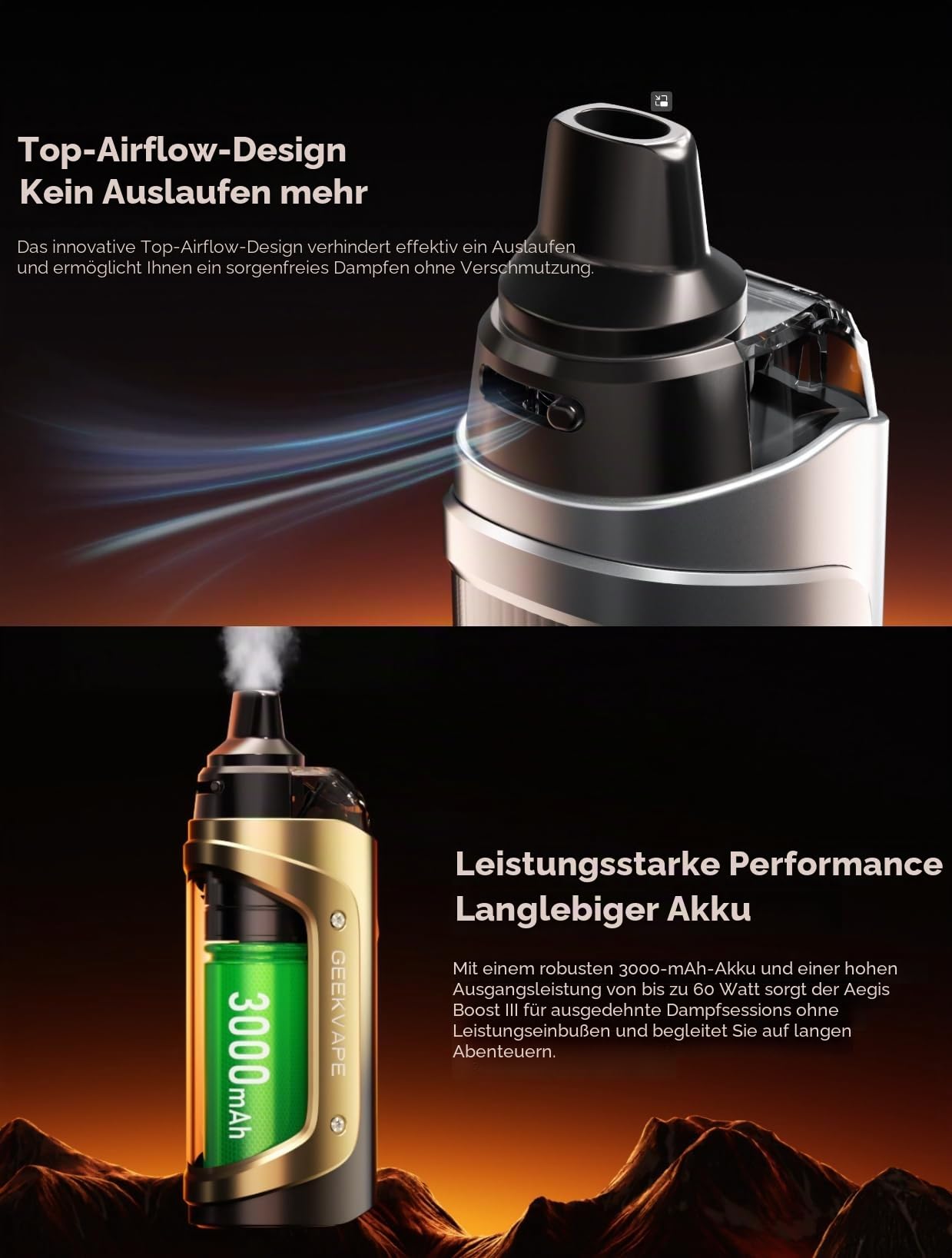 GeekVape Aegis Boost 3 Pod Kit E-Zigarette schwarz-gold Nikotinfrei