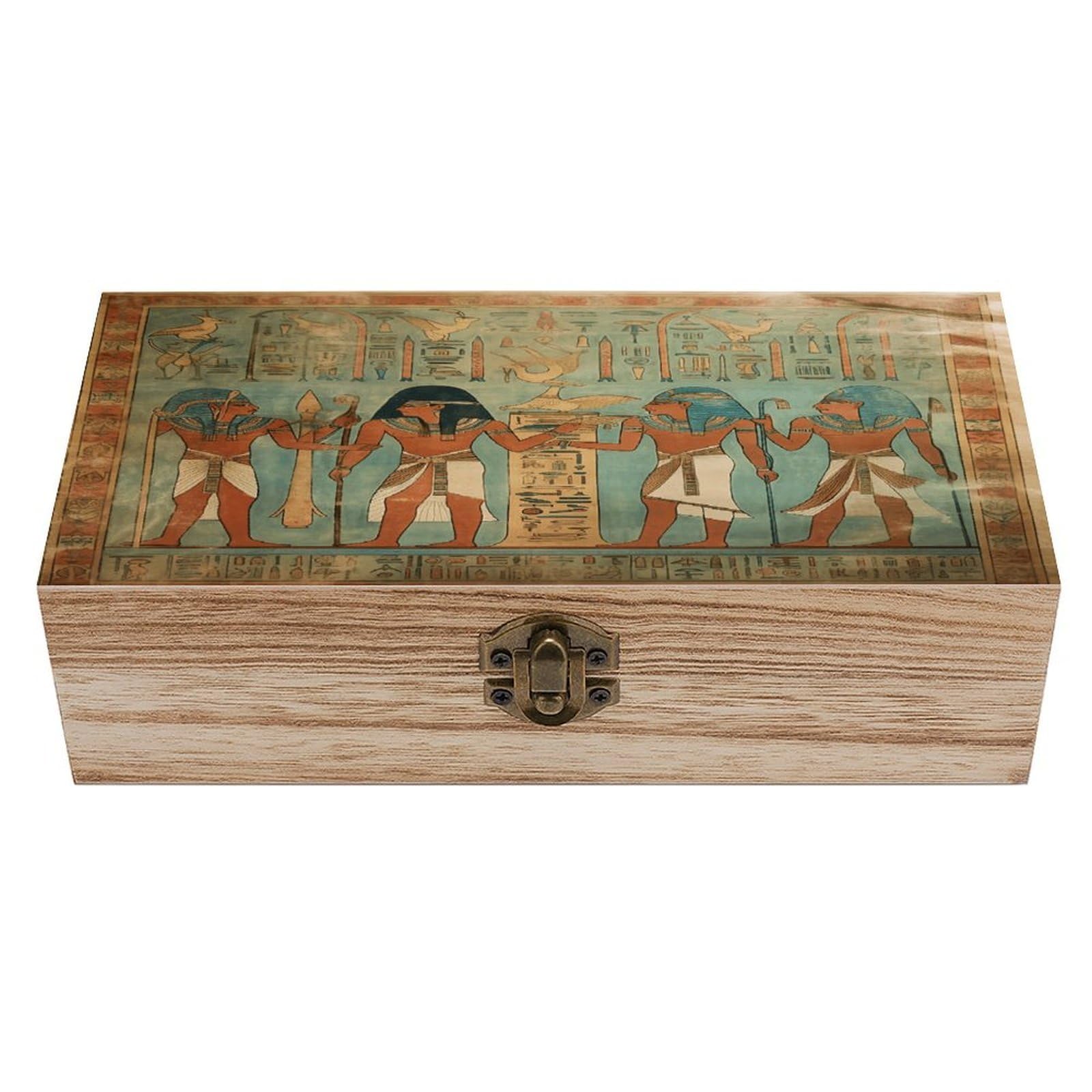 VstaDank Women in Ancient Egypt Wooden Storage Box Wooden Keepsake Box with Hinged Lid Exquisite Solid Wood Decorative Jewelry Case Memory Box for Jewelry Photos Letters Crafts Trinkets