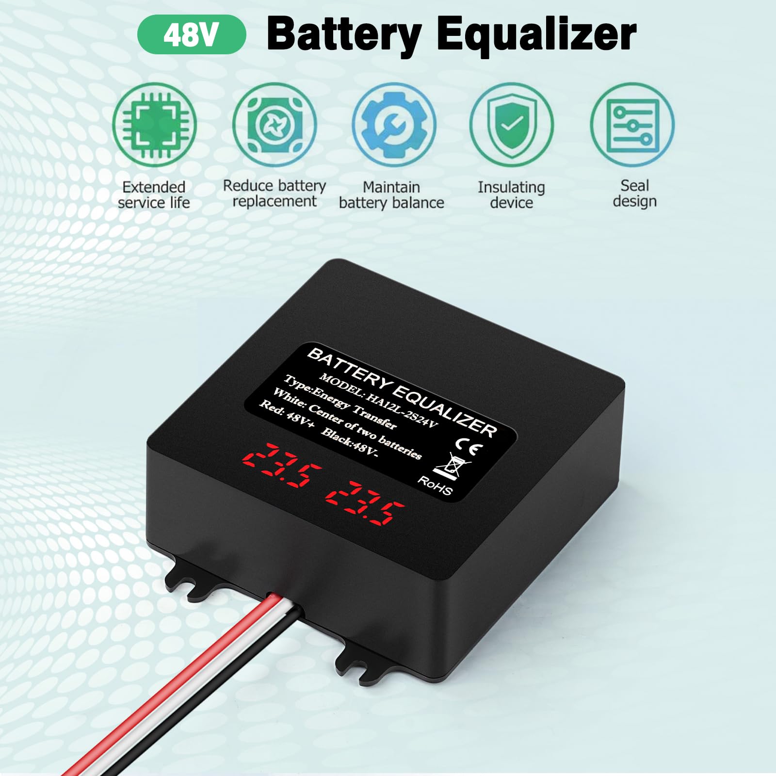 Batterie-Equalizer 24V LED-Spannungsanzeige 2x24V Balancer IP67 HA12L-2S24V