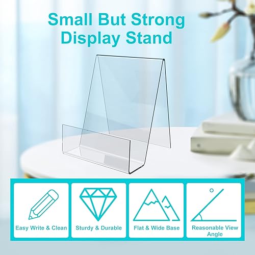 Miniatura 6 de Boloyo Soporte de acrílico para libros con repisa, 4 piezas de 4 pulgadas, caballete de exhibición de acrílico transparente, soporte para tableta