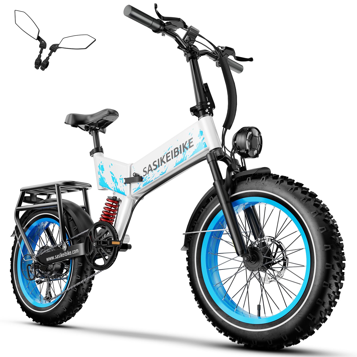 1500W Folding Electric Bike for Adults Full Suspension,52v 20AH Electric Dirt Bike with 20"x 4.0 Fat Tire, Max 30+MPH & 70 Miles Electric Bicycle, Ebike for Snow, Mountains, Road UL Certified