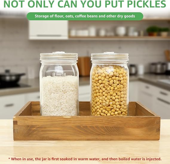 2 Pack Glass Fermentation Jars with Airlocks and Screw Lids,Sauerkraut Fermenting Jar Sourdough Starter Jar for Kombucha Kimchi Kefir Pickle Wide Mouth Mason Jars(Style 1)