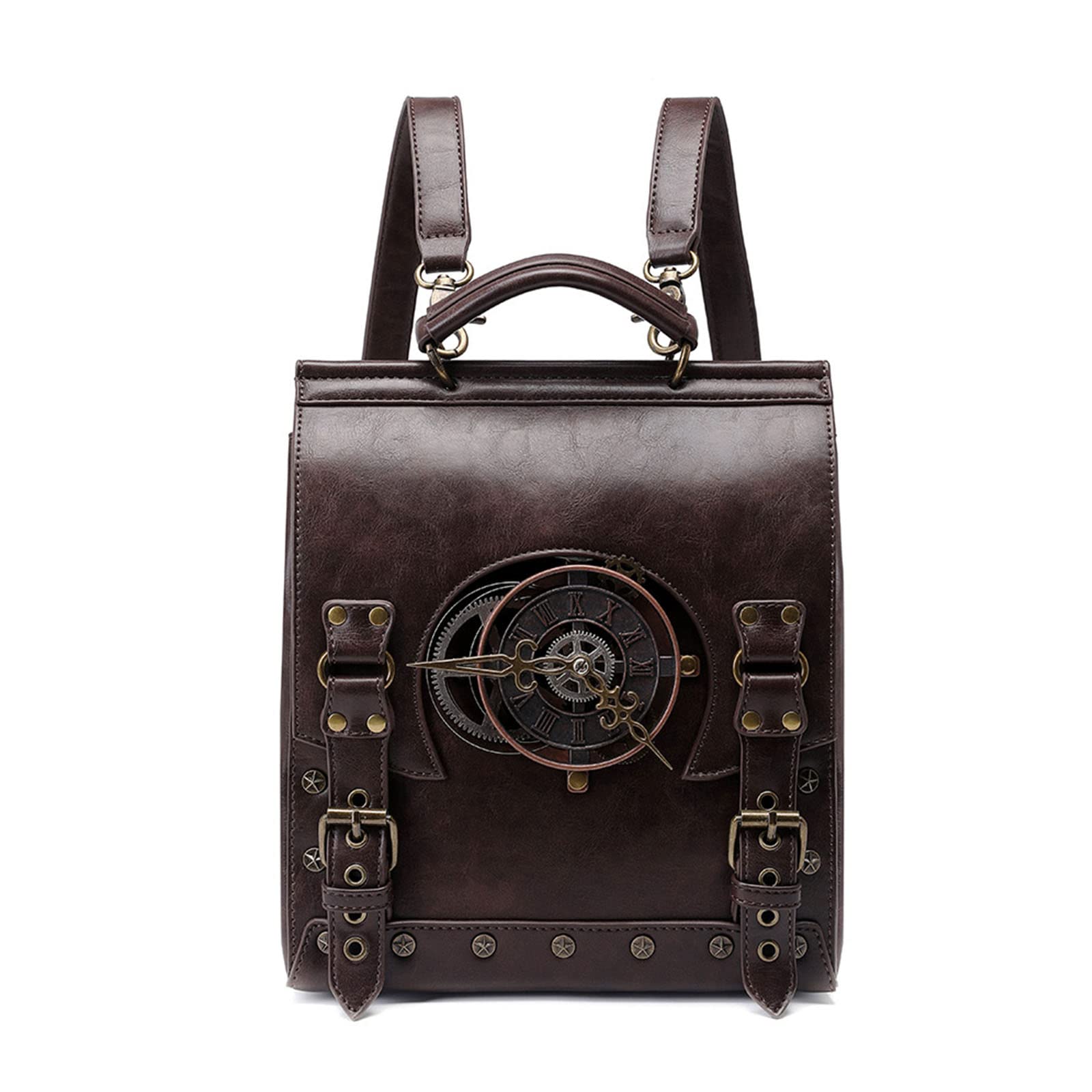 Zaino da donna in pelle PU Zaino per laptop vintage Studenti Scuola Weekend Zaini da viaggio Punk Casual Vintage Laptop per donne Zaini da viaggio Femminile Pelle PU