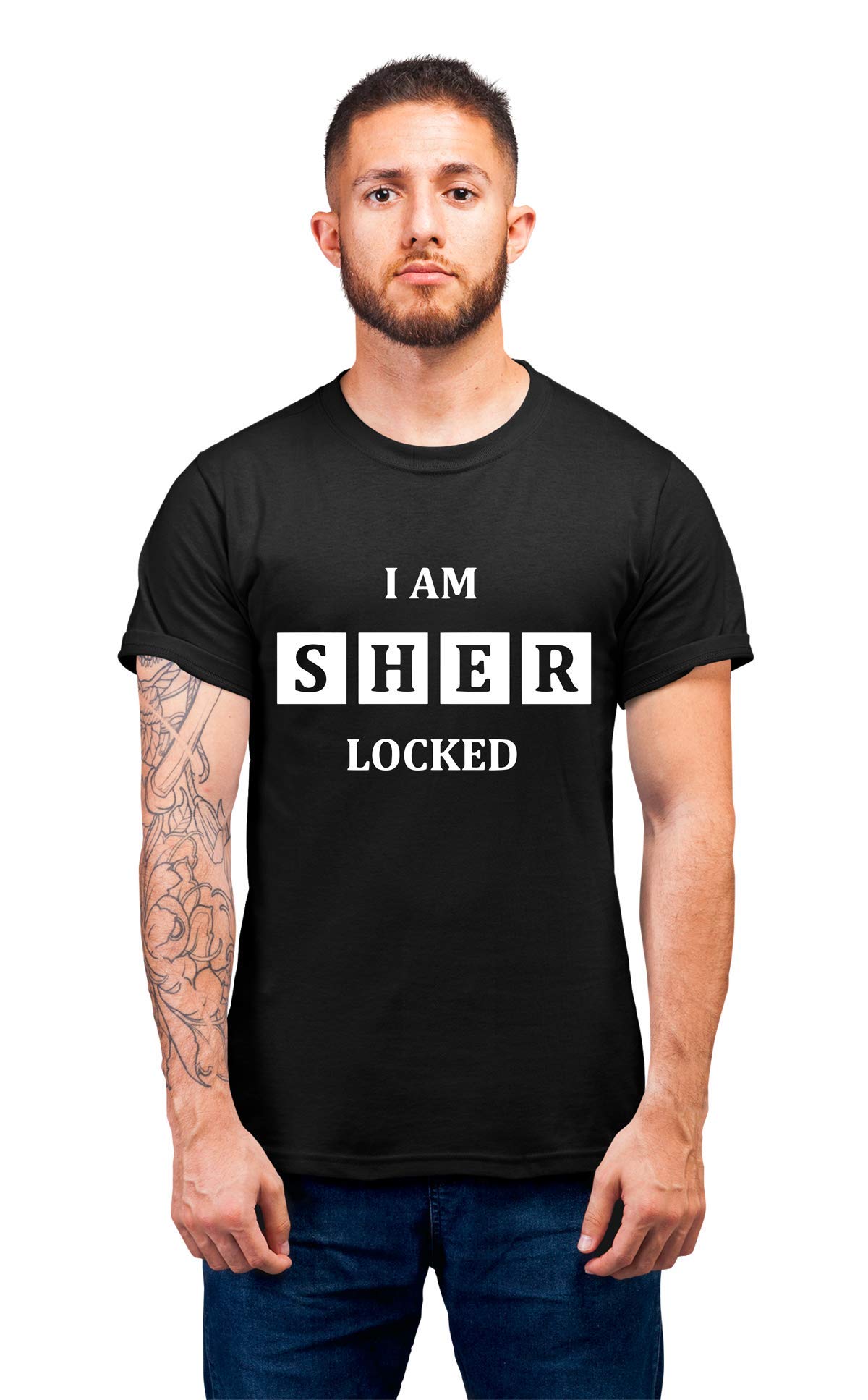 Graphic Printed Men's Round Neck 100% Cotton T-Shirt Sherlock Holmes Detective Sherlock T.V Show BBC I m Sherlocked