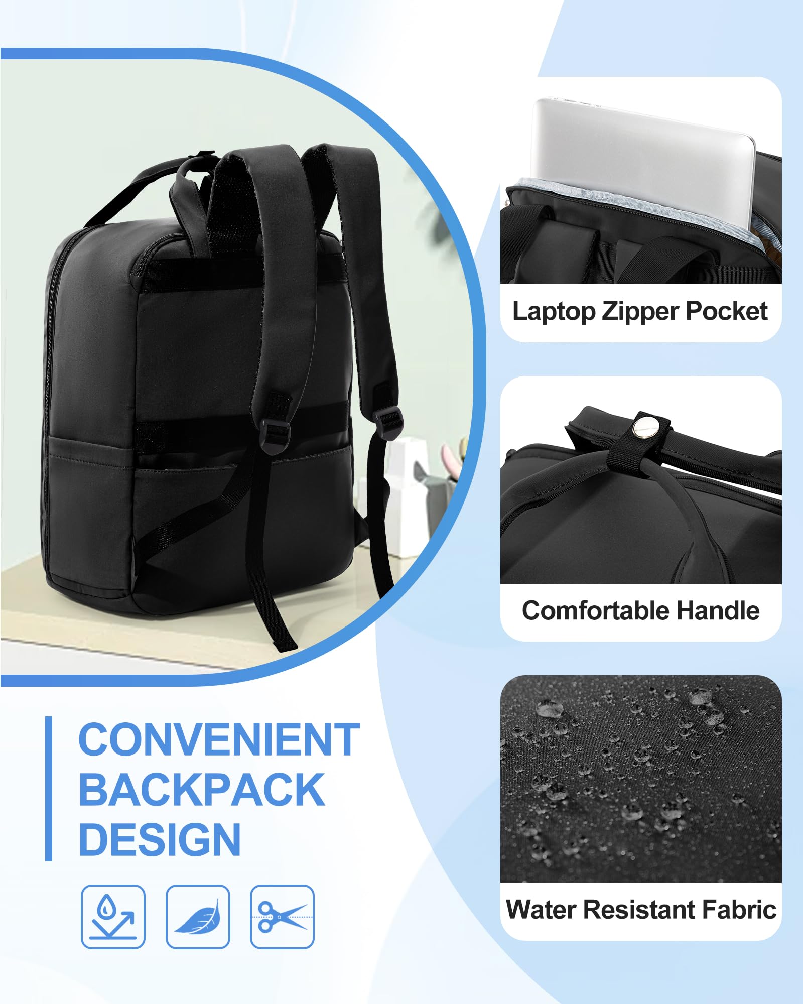 SZLX Zaino Ryanair 40x30x20 Sottovuoto con Pompa Zaino Ryanair 40x20x25 Donna Zaino da Viaggio Wizzair Bagaglio a Mano Uomo per Laptop da 14 Pollici Borse da Cabina 45x36x20 Easyjet con Porta Scarpe