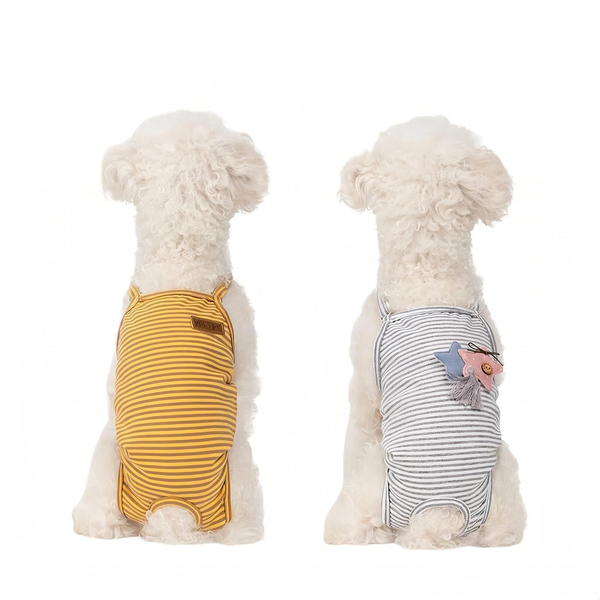 LEBKFT 2 Pack Dog Period Pants for Female Dogs, Reusable Washable Dog Nappies with Adjustable Suspender Soft Cotton Dog Sanitary Pants for Medium Size Dog Nappies (M)