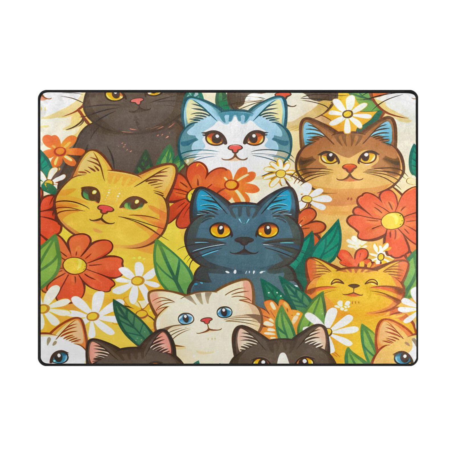 Tapis de sol contemporain pour protéger le parquet du salon grand tapis doux 203 x 147 cm fleurs