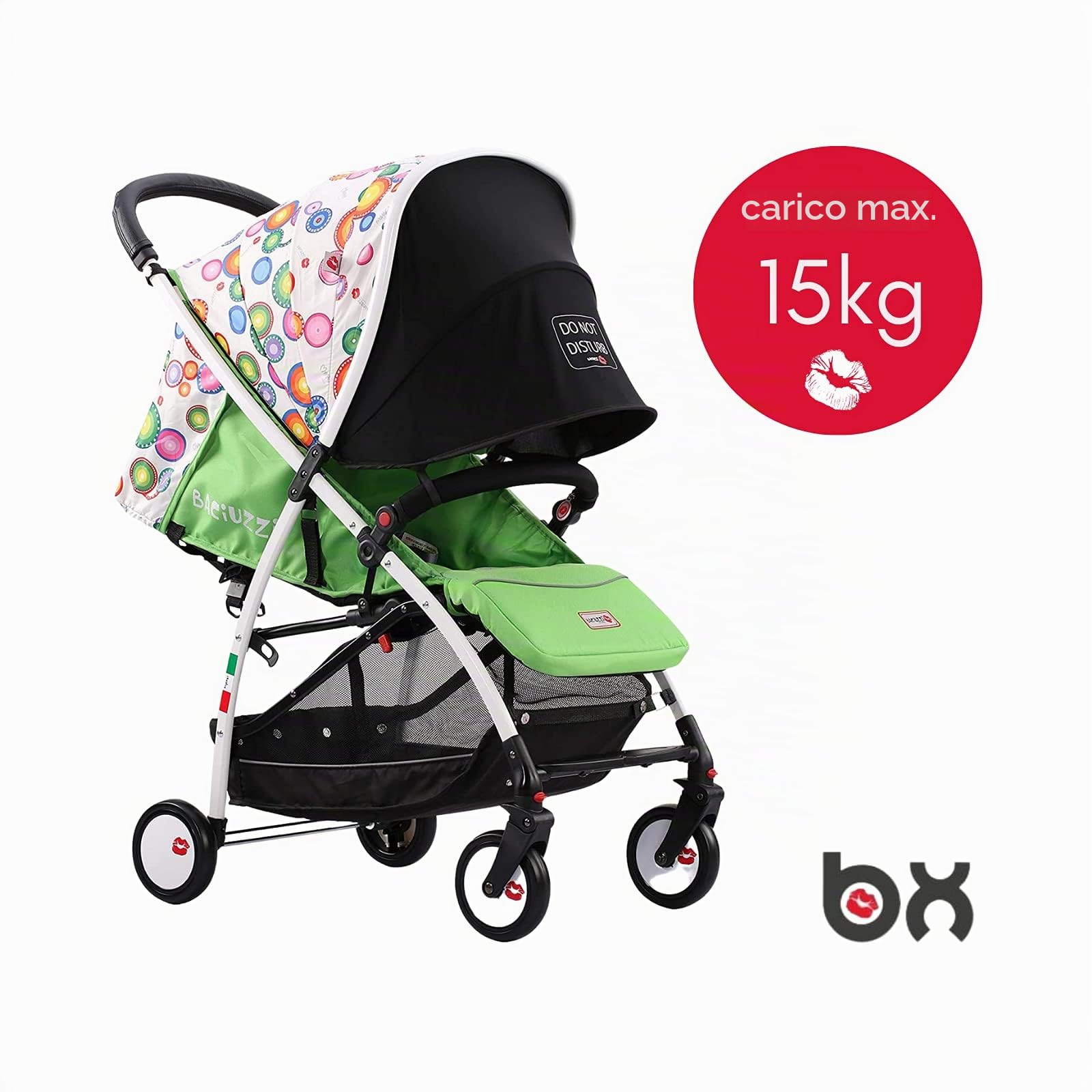Baciuzzi, passeggino leggero, pieghevole, compatto con chiusura lampo semplice e pratica ad una mano, passeggino accessoriato, traspirante, BX Neve
