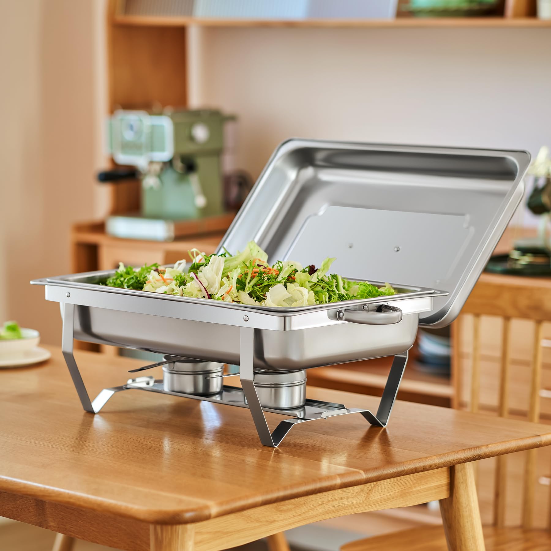 Wilprep Lot de 6 Chafing Dish 9L Chauffe-Plats en Acier Inoxydable Buffets Chauffants pour Maison Restaurants Fêtes Mariages Pique-Niques