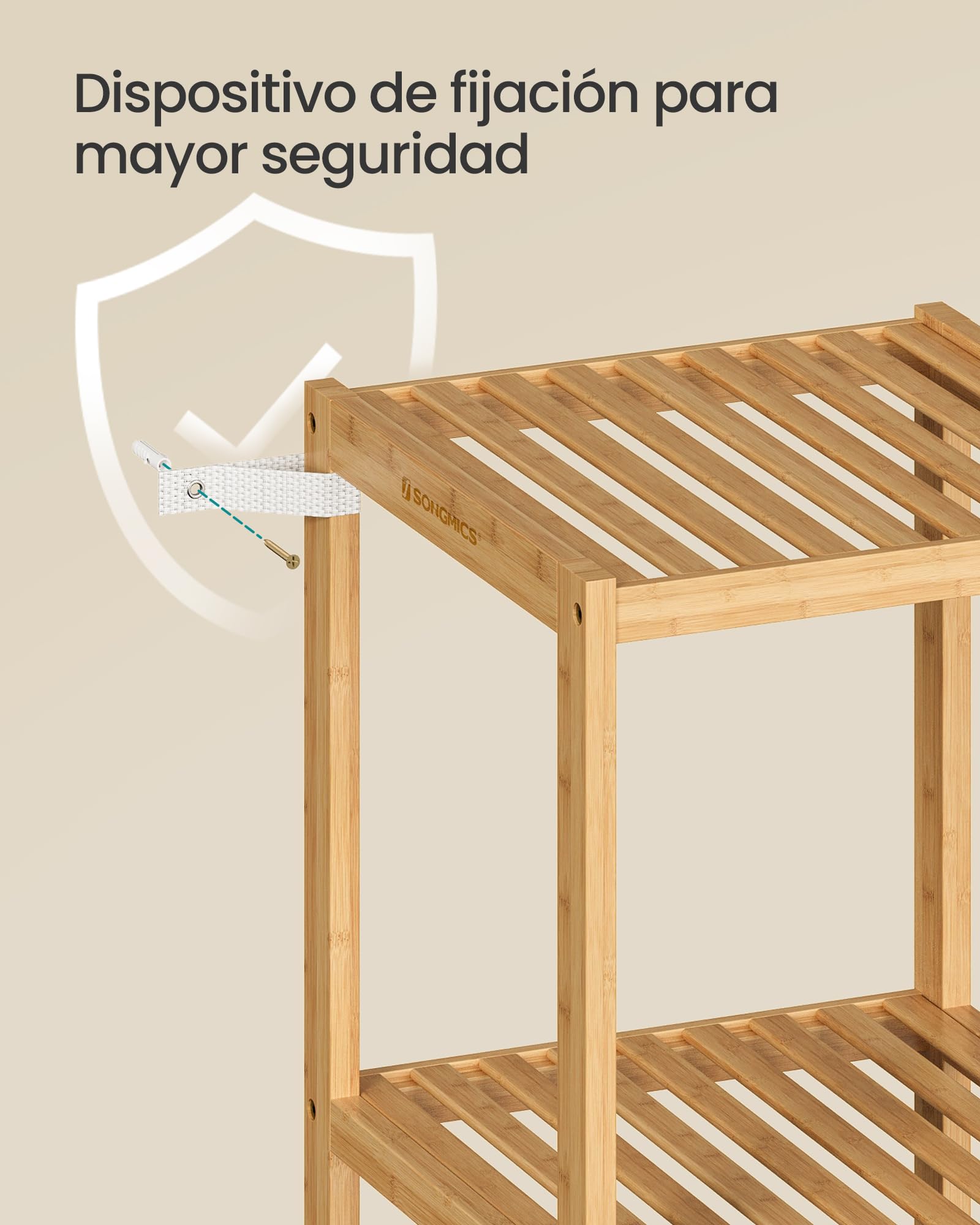SONGMICS Estantería de Bambú de 6 Niveles de bambú, Estantería Estrecha, Multifuncional, Estantería Esquinera, para Cocina, Sala de Estar, Dormitorio, Pasillo, Natural BCB056YL01