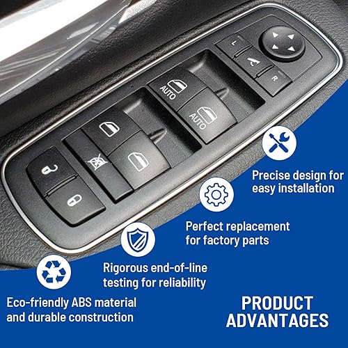 Miniatura 6 de SHERXIBO Interruptor de elevalunas eléctrico compatible con Dodge Journey 2011-2012 Chrysler 300 2016-2018 Ram 1500 2500 3500 2019-2021 Ram 1500