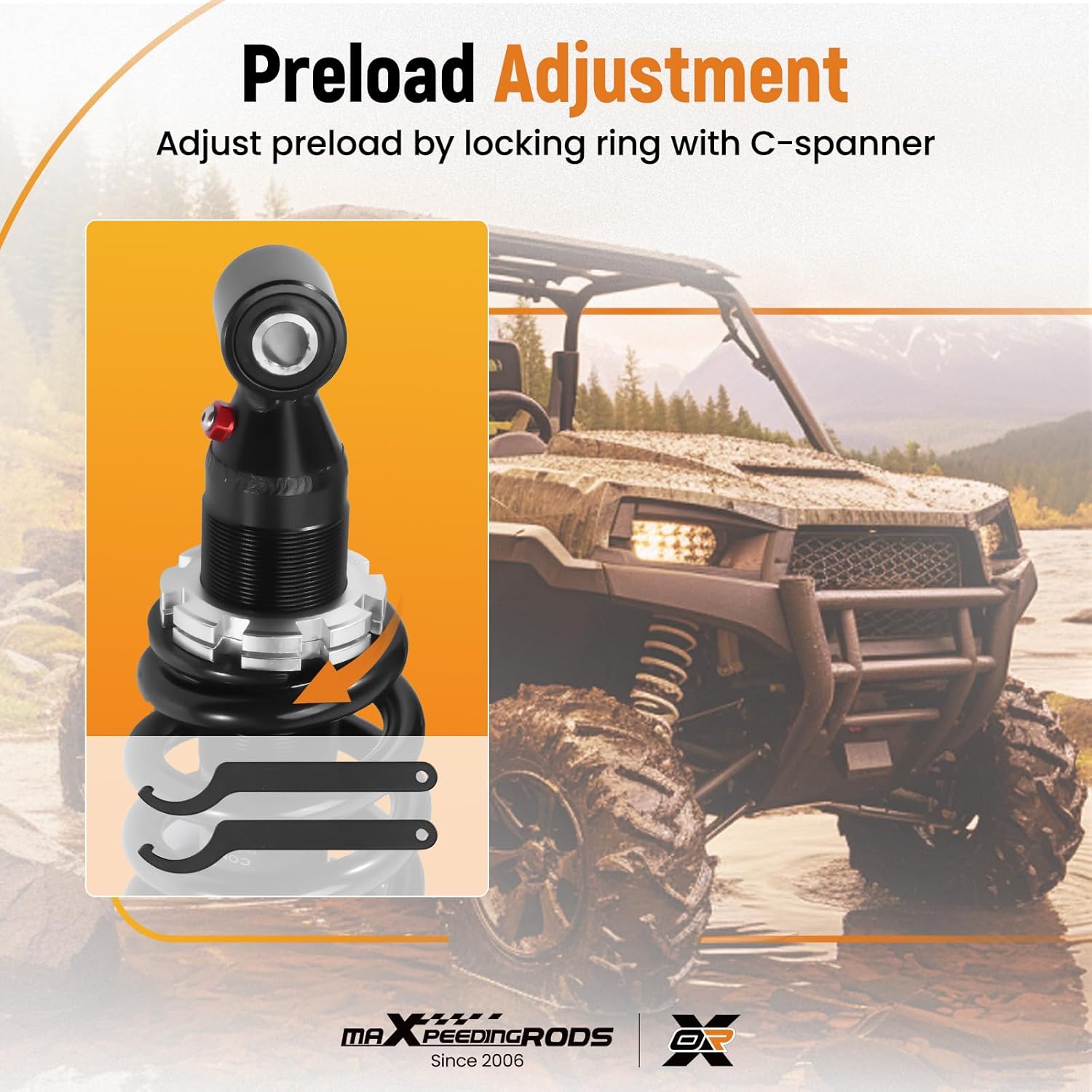 maXpeedingrods 2Pcs Rear Shock for Yamaha Viking 700 2014 2015 2016 2017 2018 2019 2020, for Yamaha Viking 700 EPS 2014 2015 2016 2018 2020, 1XD-F2200-00-00 Monotube Absorber, Black