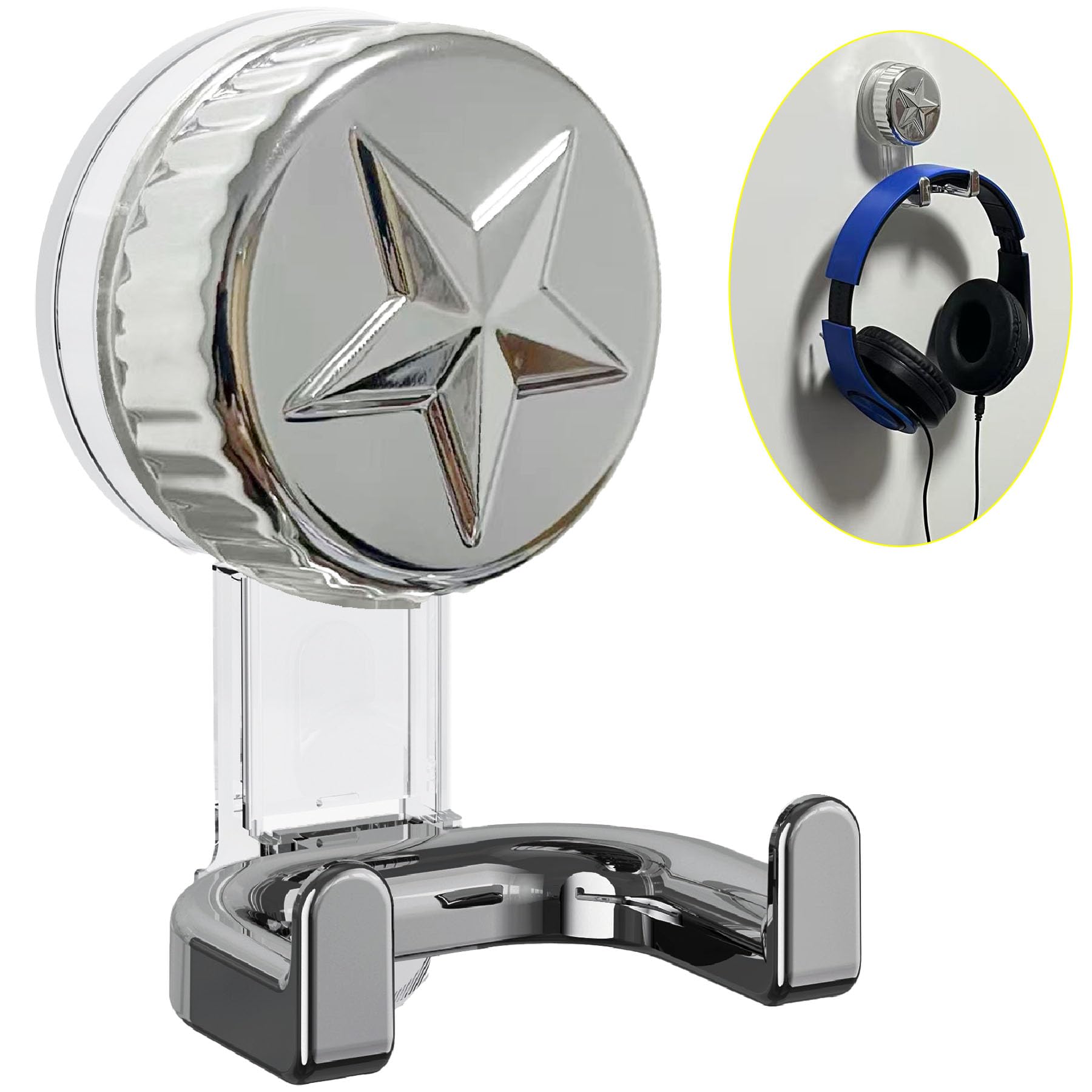 Innovative Design with a Strong Suction Type Headphone Hook on a Smooth Surface,PC Headset Paste Vacuum Suction Earphone, Music Headset,PC Game Headsets,Video GamesEarphone Hook-image-18