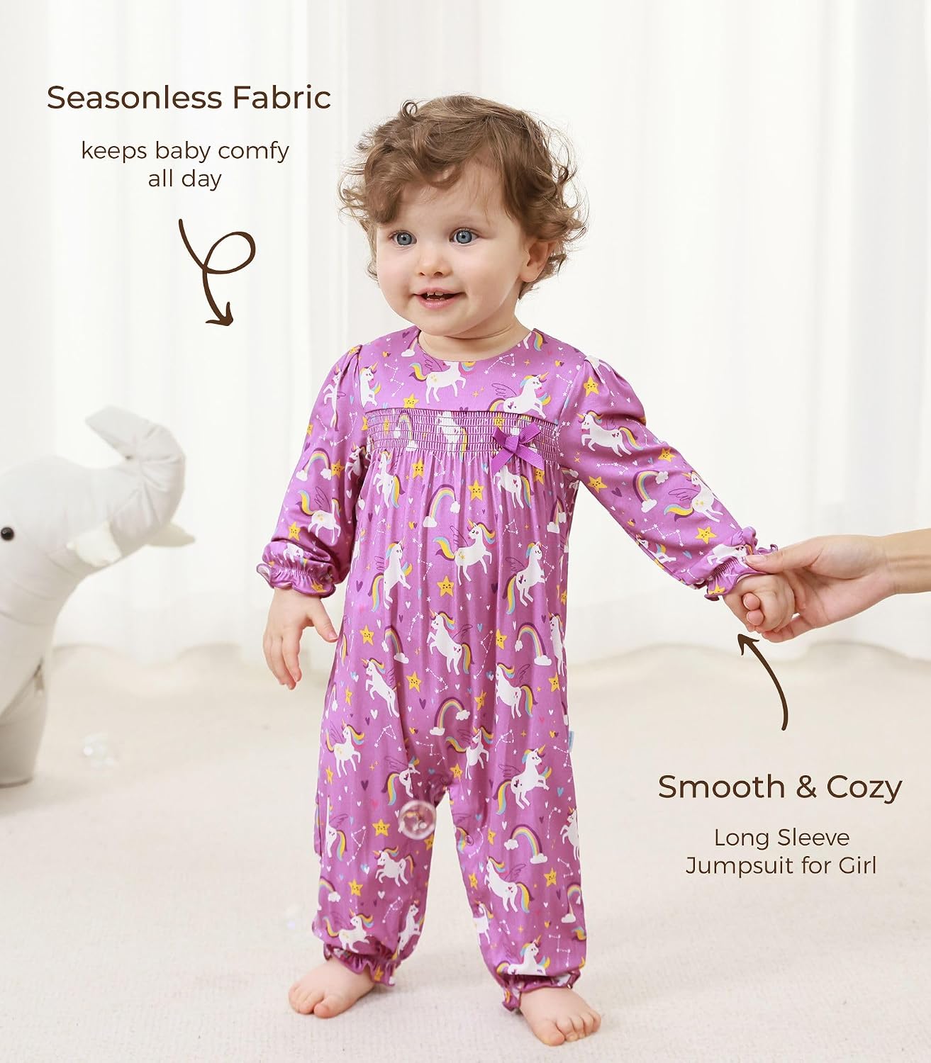 Baby Girls Rompers-Viscose Made from Bamboo,Long Sleeve Pants Romper Clothes Infant Outfits for Girl