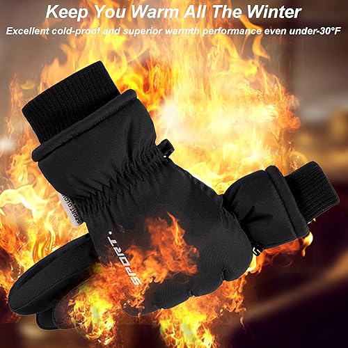 Miniatura 5 de BZGG Guantes de esquí, guantes de nieve impermeables de invierno para hombres y mujeres, resistentes al viento, con pantalla táctil, guantes